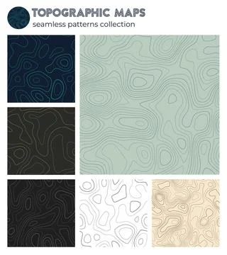 Topographic maps. Beautiful isoline patterns, seamless design. Stylish tile.. 스톡 사진