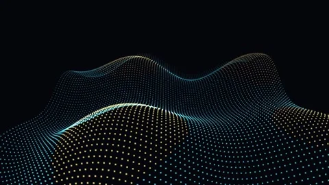 Topographic Particle Mesh Terrain with undulating harmonic elevation wav 4K Loop Vídeo Stock 345874029