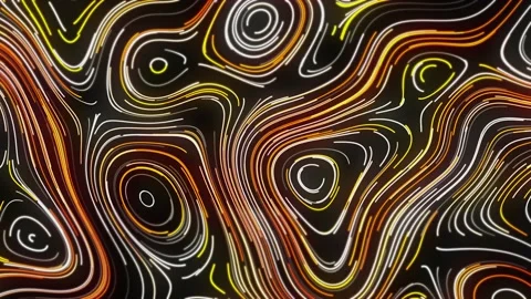Topographic pattern with neon lines. Motion. Beautiful neon lines move in curved Stock Footage 167563140