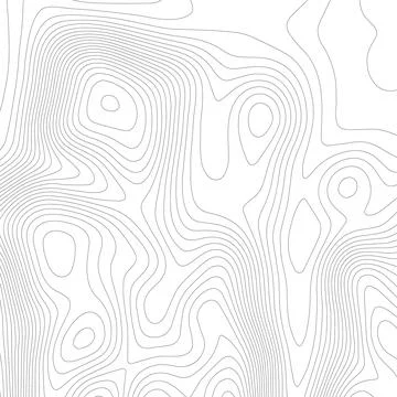 Topographic texture map on white background. Topo map elevation lines. Contour Stock Illustration