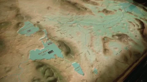 Topographic three dimensional map of Udaipur region Stock Footage 345898686