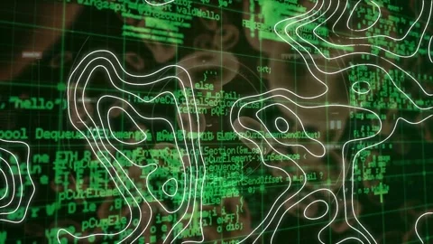 Topography and data processing against covid-19 cell and blood vessels on black Vidéo 168365579