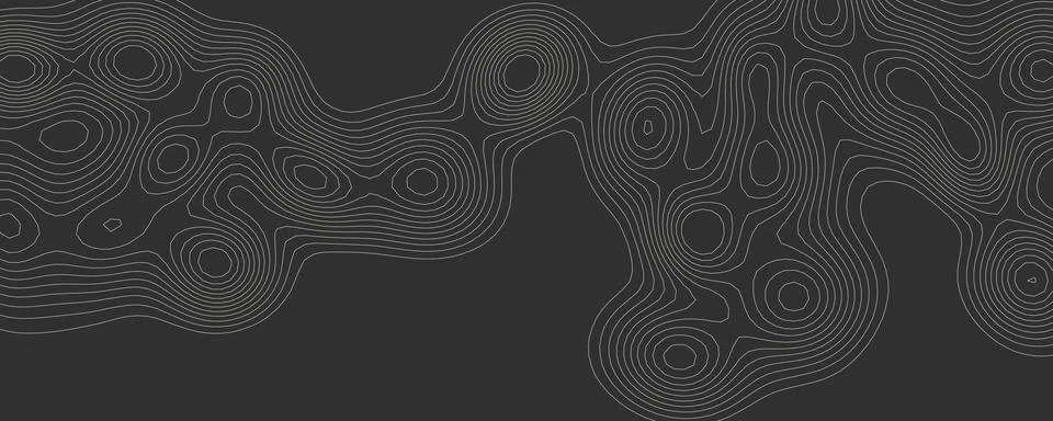 Topography Circle Line Map, Mountain Abstract Drawing Pattern. Contour Curves Stock Illustration