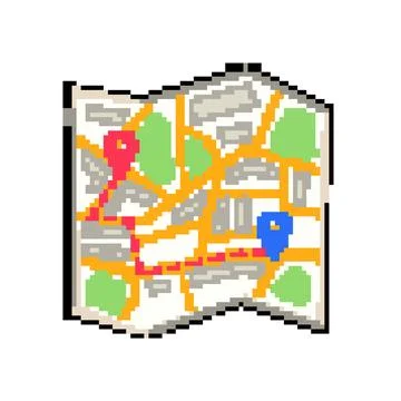 Topography map pixel art vector illustration 스톡 일러스트