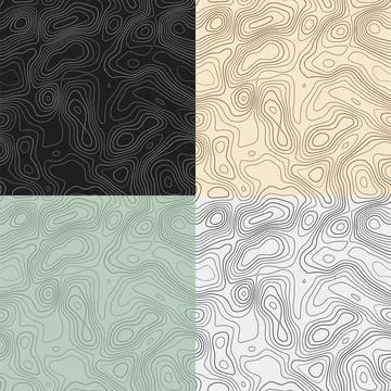 Topography patterns. Seamless elevation map tiles. Artistic isoline backgro.. Stock Illustration