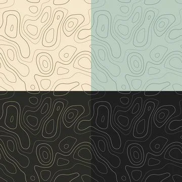 Topography patterns. Seamless elevation map tiles. Astonishing isoline back.. Stock Illustration
