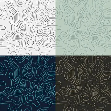 Topography patterns. Seamless elevation map tiles. Attractive isoline backg.. Stock Illustration