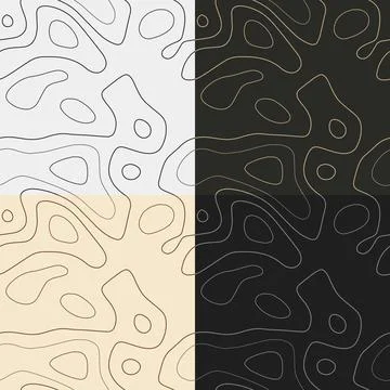 Topography patterns. Seamless elevation map tiles. Awesome isoline backgrou.. Stock Illustration
