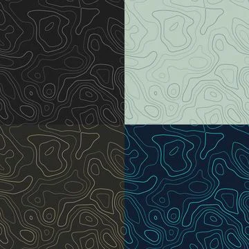 Topography patterns. Seamless elevation map tiles. Amazing isoline backgrou.. 스톡 일러스트