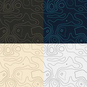 Topography patterns. Seamless elevation map tiles. Attractive isoline backg.. Stock Illustration