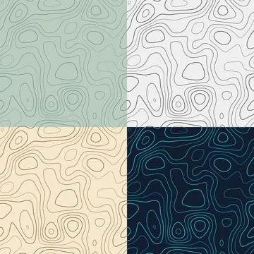 Topography patterns. Seamless elevation map tiles. Attractive isoline backg.. Stock Illustration