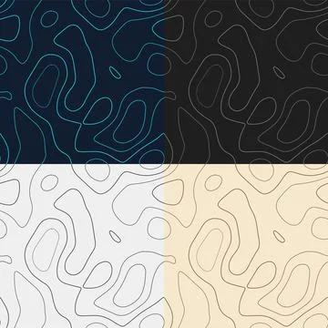 Topography patterns. Seamless elevation map tiles. Beautiful isoline backgr.. Stock Illustration