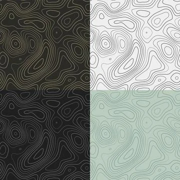 Topography patterns. Seamless elevation map tiles. Attractive isoline backg.. Stock Illustration