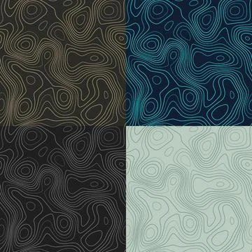 Topography patterns. Seamless elevation map tiles. Authentic isoline backgr.. 스톡 일러스트