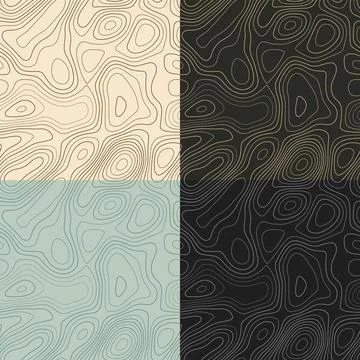 Topography patterns. Seamless elevation map tiles. Attractive isoline backg.. Stock Illustration