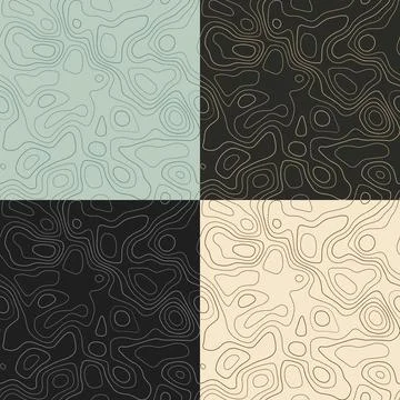 Topography patterns. Seamless elevation map tiles. Amazing isoline backgrou.. Stock Illustration