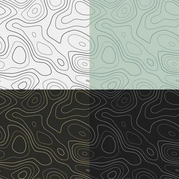 Topography patterns. Seamless elevation map tiles. Beautiful isoline backgr.. Stock Illustration