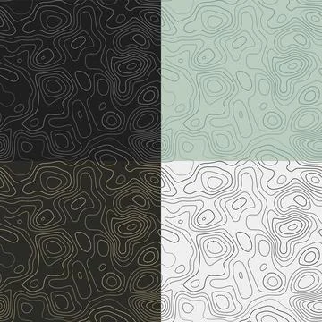 Topography patterns. Seamless elevation map tiles. Appealing isoline backgr.. Stock Illustration