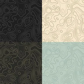 Topography patterns. Seamless elevation map tiles. Amazing isoline backgrou.. Stock Illustration