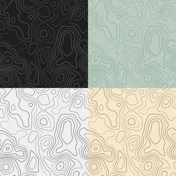Topography patterns. Seamless elevation map tiles. Appealing isoline backgr.. Stock Illustration