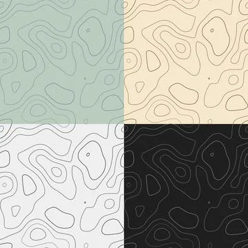 Topography patterns. Seamless elevation map tiles. Astonishing isoline back.. Stock Illustration