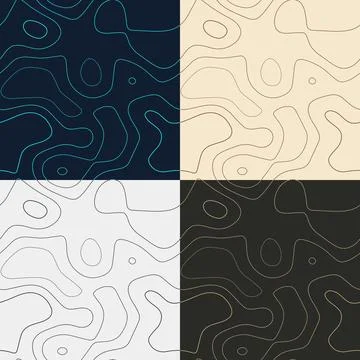 Topography patterns. Seamless elevation map tiles. Authentic isoline backgr.. Stock Illustration