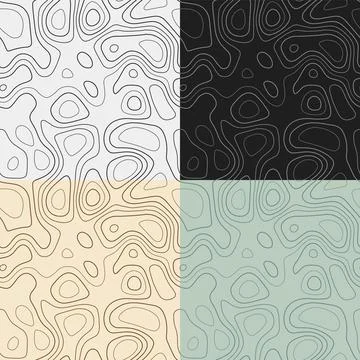 Topography patterns. Seamless elevation map tiles. Attractive isoline backg.. Stock Illustration
