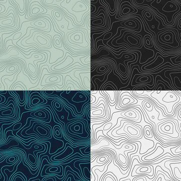 Topography patterns. Seamless elevation map tiles. Appealing isoline backgr.. 스톡 일러스트
