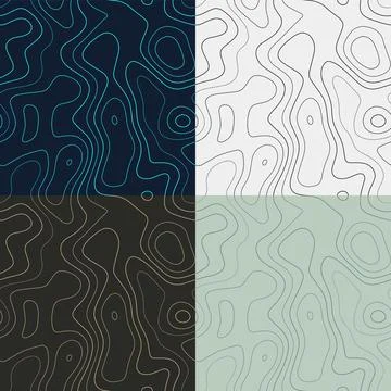 Topography patterns. Seamless elevation map tiles. Beautiful isoline backgr.. Stock Illustration