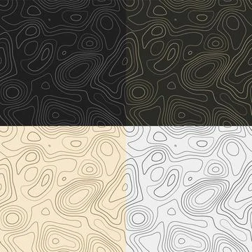 Topography patterns. Seamless elevation map tiles. Authentic isoline backgr.. Stock Illustration
