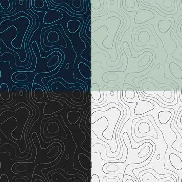 Topography patterns. Seamless elevation map tiles. Astonishing isoline back.. Stock Illustration