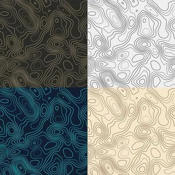 Topography patterns. Seamless elevation map tiles. Appealing isoline backgr.. 스톡 일러스트