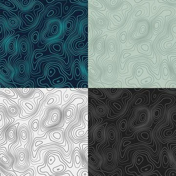 Topography patterns. Seamless elevation map tiles. Artistic isoline backgro.. Stock Illustration
