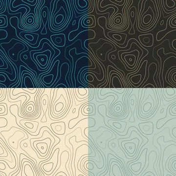 Topography patterns. Seamless elevation map tiles. Authentic isoline backgr.. 스톡 일러스트