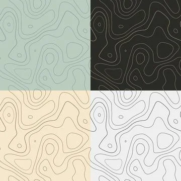 Topography patterns. Seamless elevation map tiles. Astonishing isoline back.. Stock Illustration
