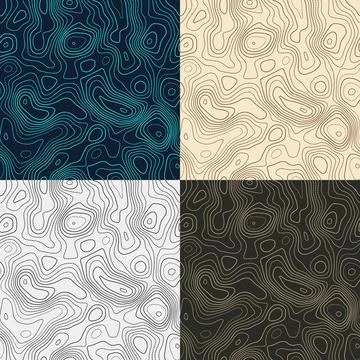 Topography patterns. Seamless elevation map tiles. Artistic isoline backgro.. Stock Illustration