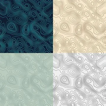 Topography patterns. Seamless elevation map tiles. Artistic isoline backgro.. Stock Illustration
