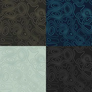 Topography patterns. Seamless elevation map tiles. Appealing isoline backgr.. 스톡 일러스트