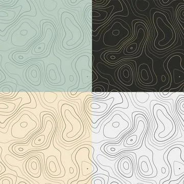 Topography patterns. Seamless elevation map tiles. Attractive isoline backg.. Stock Illustration