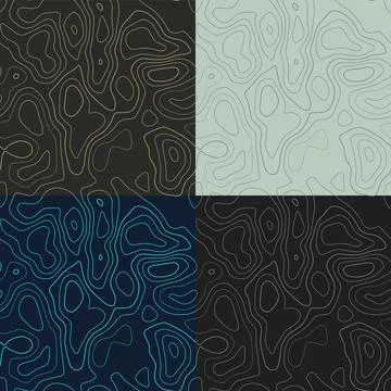 Topography patterns. Seamless elevation map tiles. Amazing isoline backgrou.. 스톡 일러스트