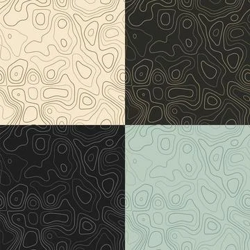 Topography patterns. Seamless elevation map tiles. Amazing isoline backgrou.. Stock Illustration