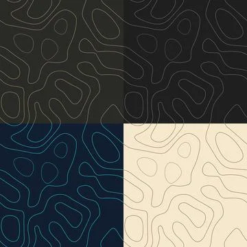 Topography patterns. Seamless elevation map tiles. Awesome isoline backgrou.. Stock Illustration