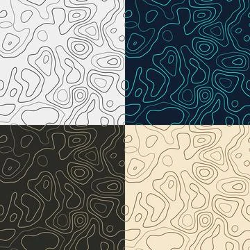 Topography patterns. Seamless elevation map tiles. Amazing isoline backgrou.. Stock Illustration