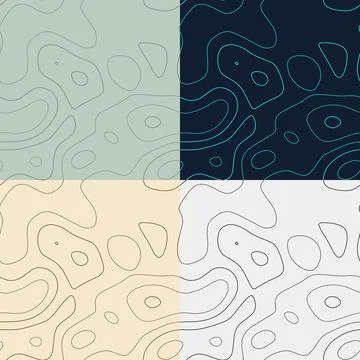 Topography patterns. Seamless elevation map tiles. Awesome isoline backgrou.. Illustrazione stock