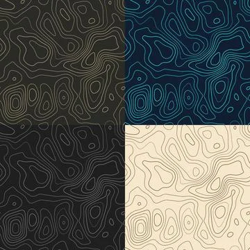Topography patterns. Seamless elevation map tiles. Amazing isoline backgrou.. Stock Illustration
