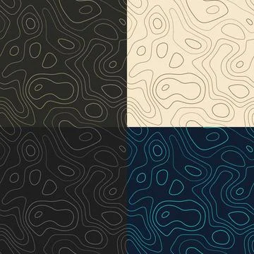 Topography patterns. Seamless elevation map tiles. Astonishing isoline back.. Stock Illustration