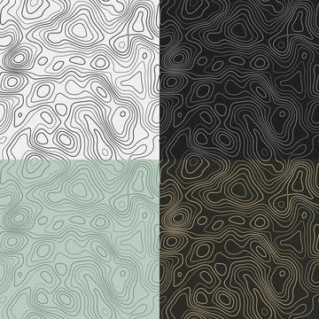 Topography patterns. Seamless elevation map tiles. Artistic isoline backgro.. 스톡 일러스트