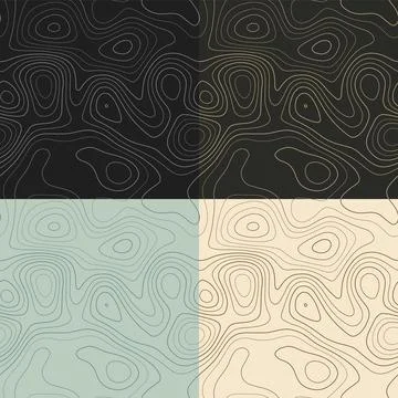 Topography patterns. Seamless elevation map tiles. Captivating isoline back.. Illustrazione stock