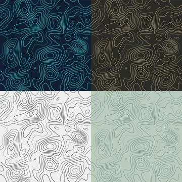 Topography patterns. Seamless elevation map tiles. Artistic isoline backgro.. Stock Illustration