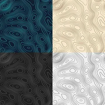 Topography patterns. Seamless elevation map tiles. Authentic isoline backgr.. Stock Illustration